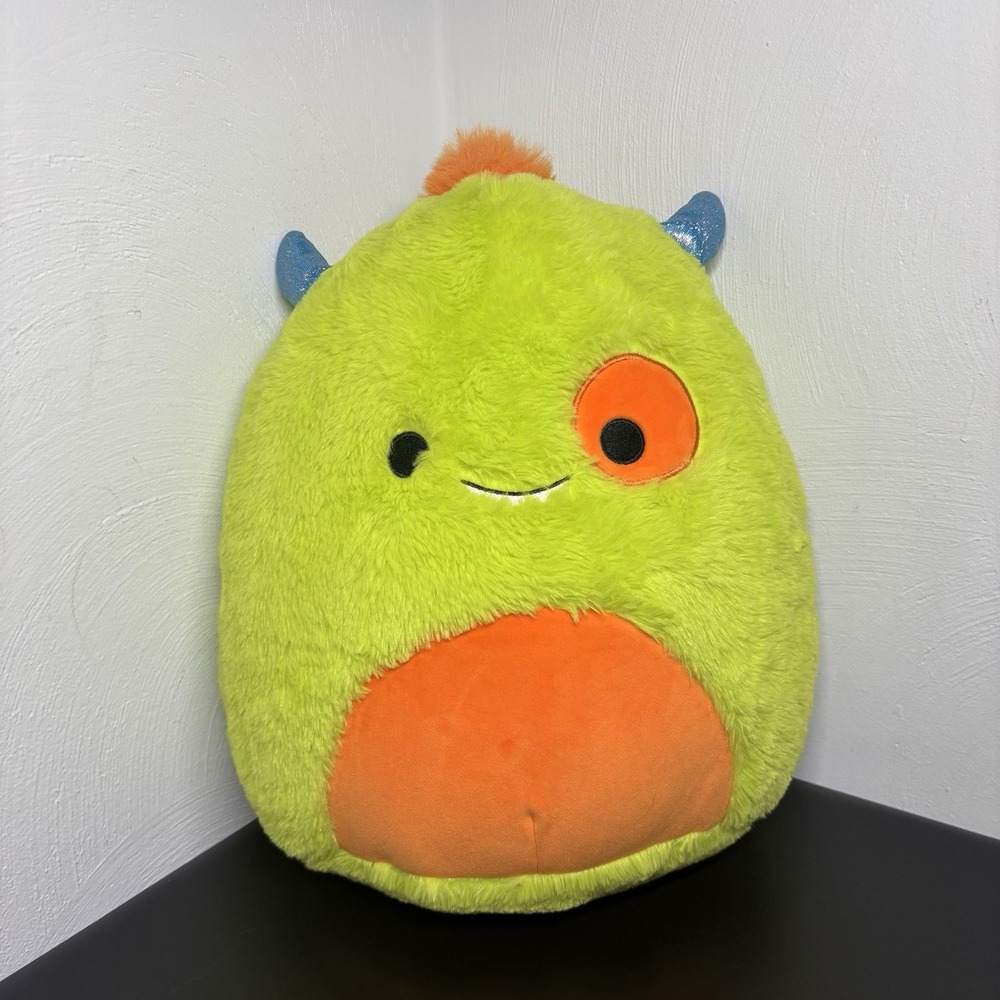 Squishmallows FuzzAMallows Soft Plush 12 inch Fuzzy Green Orange Kaprina Monster